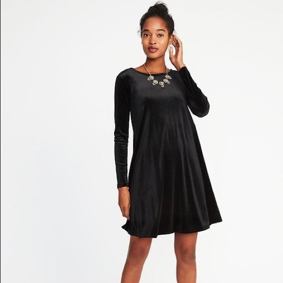 black velvet swing dress